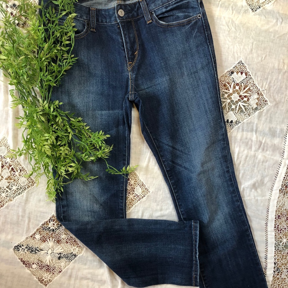 Women's 4 S/C Levi's 552 Mid Rise Straight Blue Jeans Medium Wash